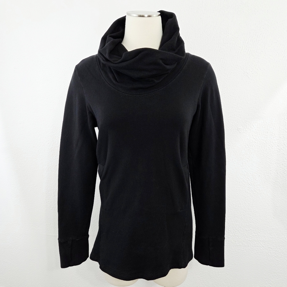 FIGS Ode Cowl Sweatshirt Black Funnelneck Size Small